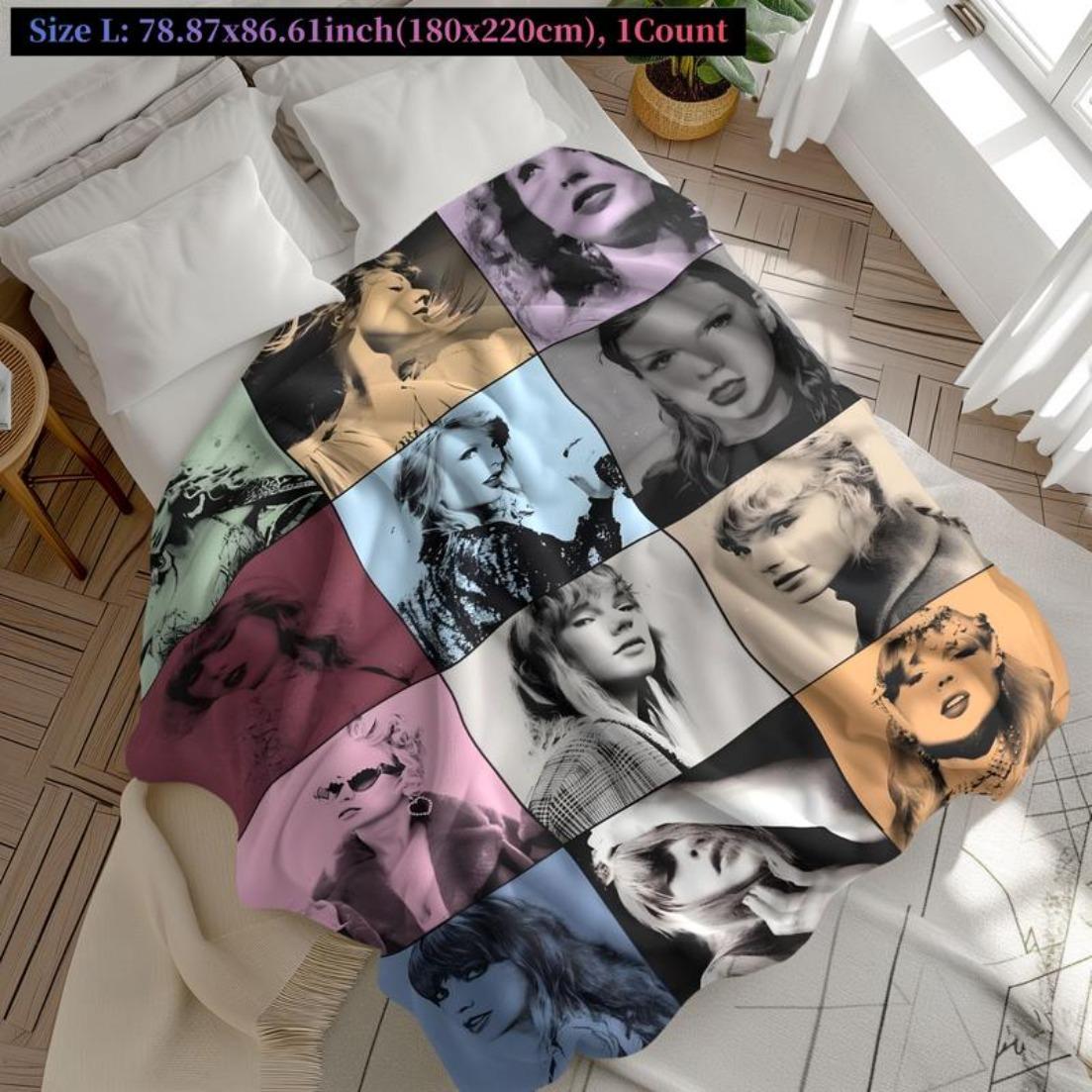 1 Piece Pop Culture-Style Blanket Soft Cozy Leisure Warm Bed Blanket for Couch & Bedroom, Flannel & Fleece Throw Blankets, Trendy, Cool, Vibrant, Ideal Gift for Music Fans & Pop Lovers, Birthday, Holiday
