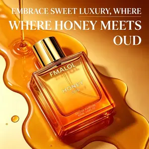 Luxury Honey Sandalwood Perfume, Oriental Woody Fragrance, 60ML Long-Lasting, Amber Gold Gradient Bottle, Ideal Gift for All Occasions