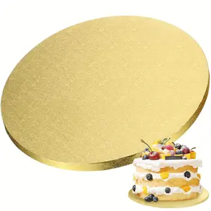 2-Pack gold round Elegant Cake Boards, 12mm Thick, Multiple Sizes 8/10/12 Inch cake trays, Durable Baking Supplies, Reusable Oil-Resistant, Grape Leaf Pattern, Ideal for Display