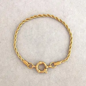 Anchor Clasp Bracelet Women Men Stainless Steel Twist Rope Chain Sailor Wheel Geometric Link Basic DIY Gold Silver Color