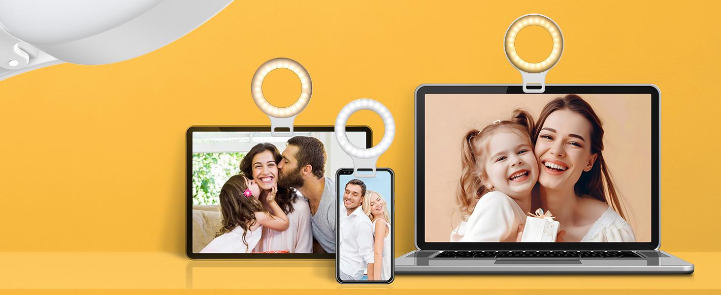 Rechargeable Selfie Ring Light with 60 LED, 3 Modes & 5 Brightness Levels – Portable Clip-on Phone Light for Photography, Zoom Meetings, Makeup, TikTok, Vlogging, Live Streaming, Works with Smartphones, Laptops, Tablets