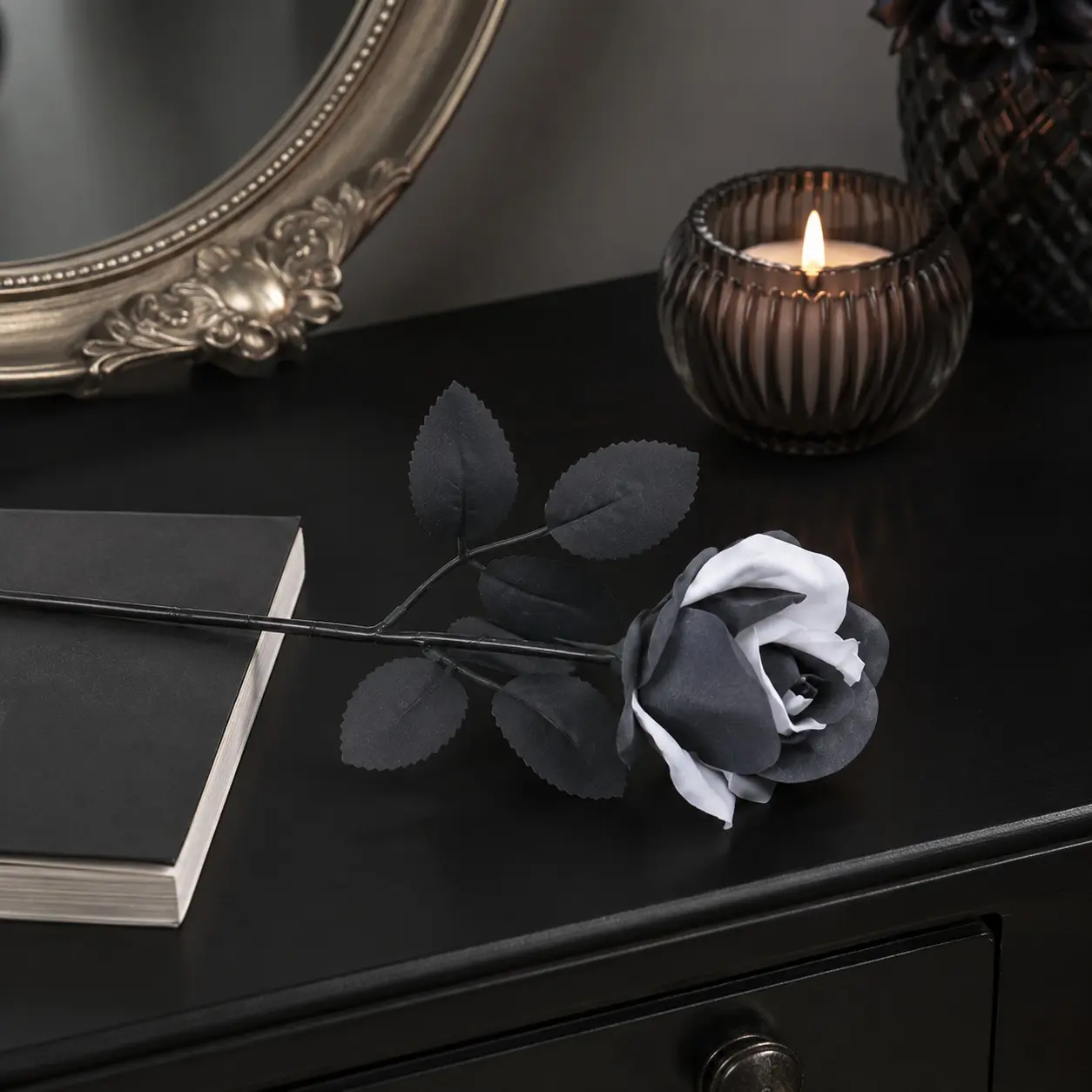 Artificial Black Roses, Gothic Decor, Spooky Halloween, Dark Aesthetic, Faux Flowers, Creepy Centerpiece, Halloween Props, Fake Roses, Faux Silk Flower