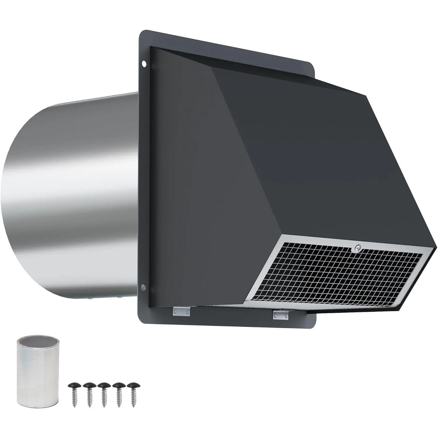 8 Inch Hooded Wall Vent Cover with Screen & Damper Exhaust Vent Cover Cap for Outdoor Kitchen Dryer Vent Cover Wall Mount Extractor for House Air Exhaust
