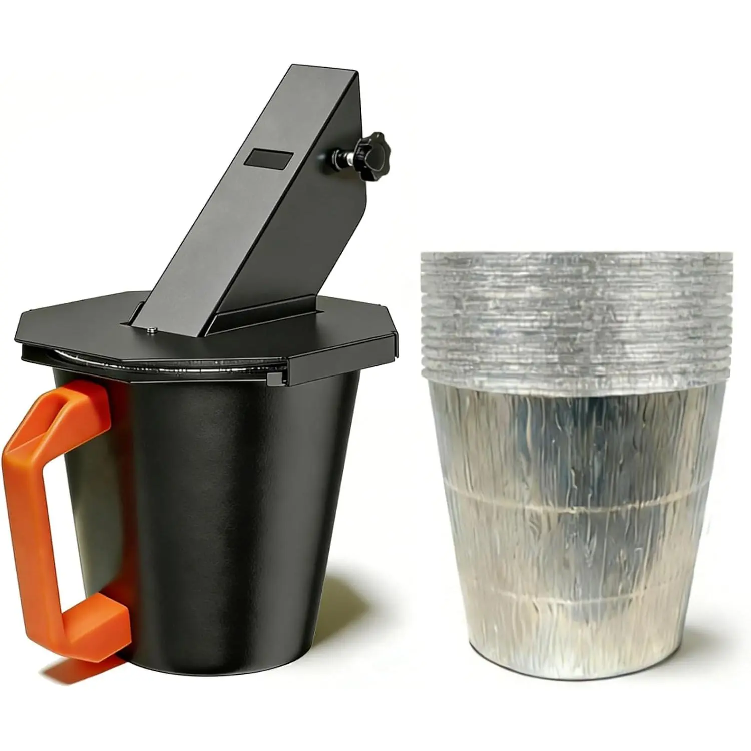 Upgraded  Bucket with Lid & 12 Foil Liners for Traeger -  Drip Bucket,  Catcher Compatible with Pit , Z Grills, Recteq Pellet Grill Accessories