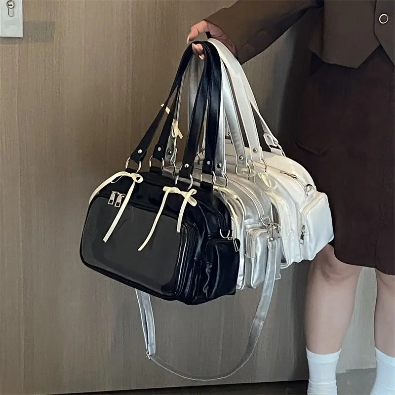 New Large Capacity Ita Bag, Versatile Handheld Shoulder Crossbody Bag with Clear Display Window for Anime Pins Badges, Casual Daily Commute Comic Con Anime Collectibles Storage Tote Bag