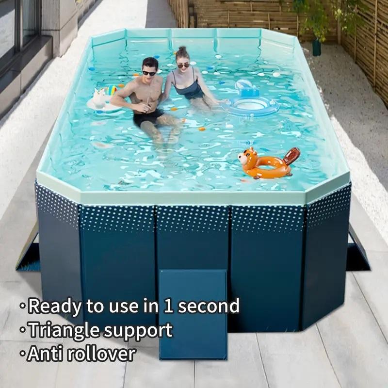 Rectangular Above Ground Pool 6.9x4.5ft| No Inflation Needed Heavy Duty PVC Family Pool| Quick Setup & Drain Backyard Swimming Pool (2.1m x 1.37m) outdoor swimming pool Foldable Multipurpose Outdoor Pool