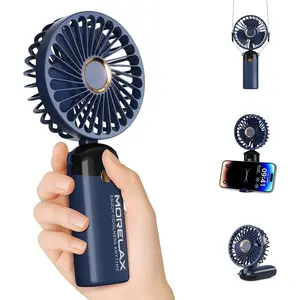 Handheld Mini Fan,USB Rechargeable Fodable Personal Fans 4000mAh,90 Adjustable, 6 Speed  Wind,Portable Fan Pocket Design 5 IN 1Cooling Table Fan for Office School Outdoor Travel,Blue