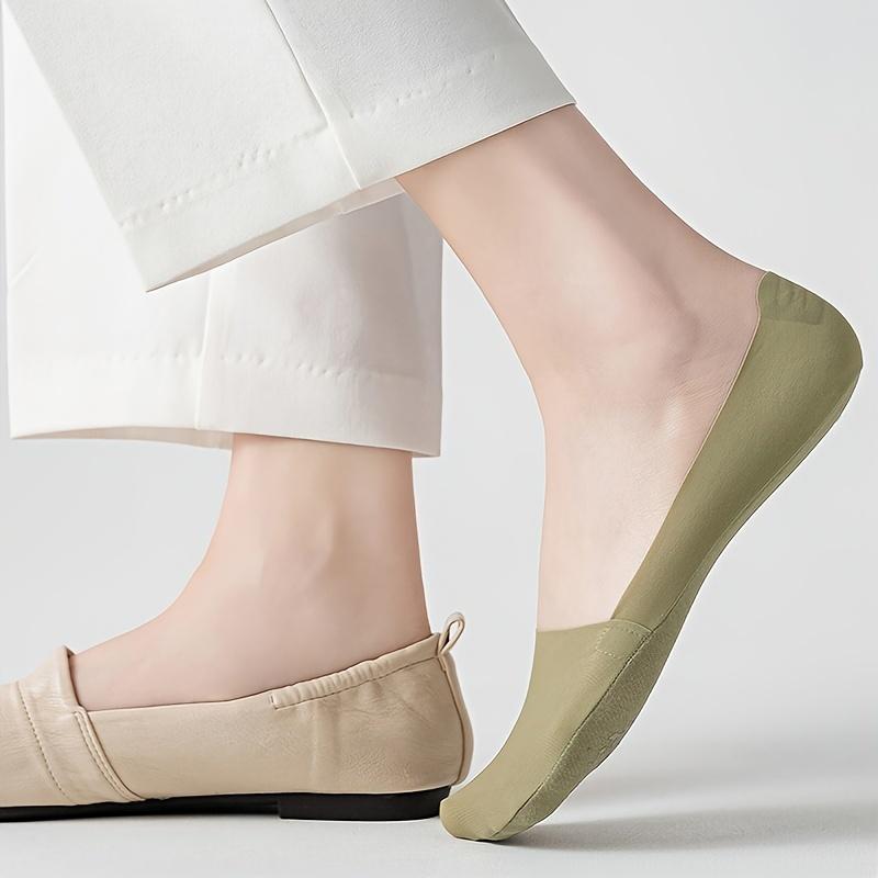 10 Pairs of Women's Invisible Socks - Comfortable, Breathable Polyester Short Socks with Sponge Bottom for Enhanced Grip and Stability, Smooth Knitted Fabric, for Casual Wear Women's Pilates Socks with Grips