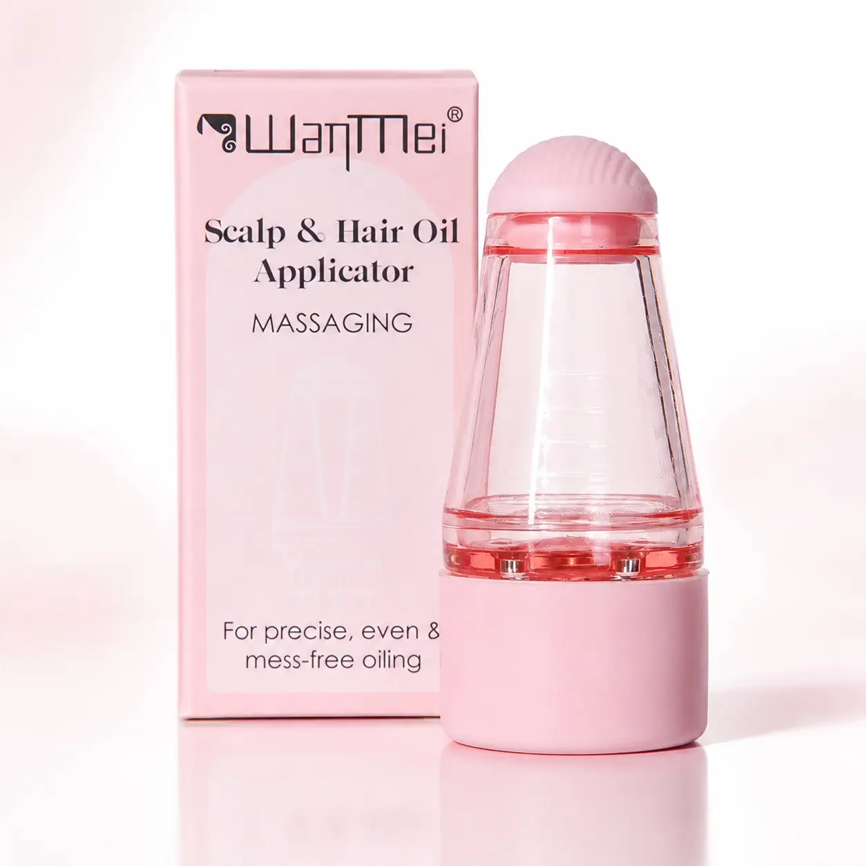 Pink 2-in-1 Scalp Oil Applicator with Roller Ball Massage Head, 6mL Refillable Hair Oil & Serum Dispenser for Precise Root Application and Mess-Free Scalp Care