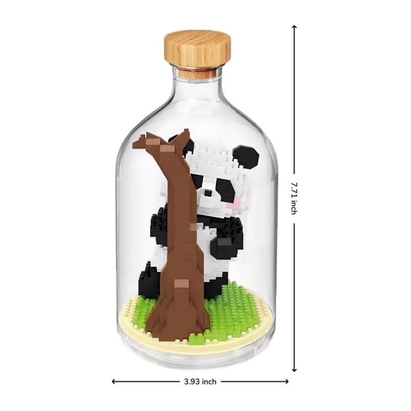 Panda in a Bottle Micro Block DIY kit: build a panda hugging a tree in ...