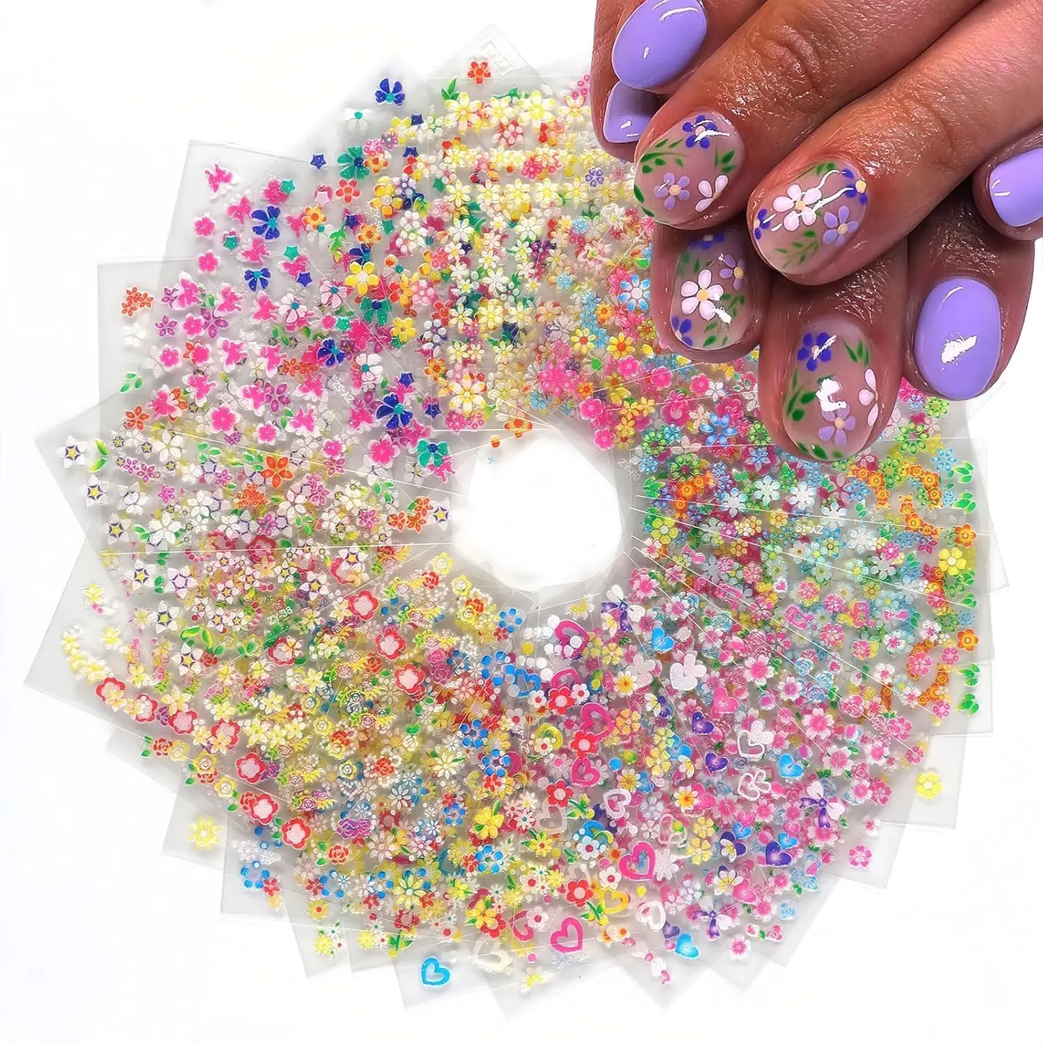 30 Sheets Flower  Art Stickers,  Self Adhesive Daisy Floral Heart Butterfly   Design Supplies Decorations Accessories for Women and Girls