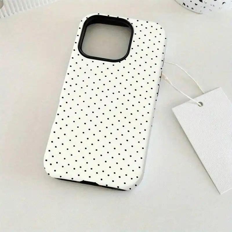 Polka Dot Pattern Beautiful Fashion Two-In-One Membrane Shell - Sturdy Double Protective Shell, Matte Feel All-Inclusive Mobile Phone Case Durable, Shock Absorption and Fashion, Suitable for IPhone 16, 17 Pro, Max, Perfect Birthday