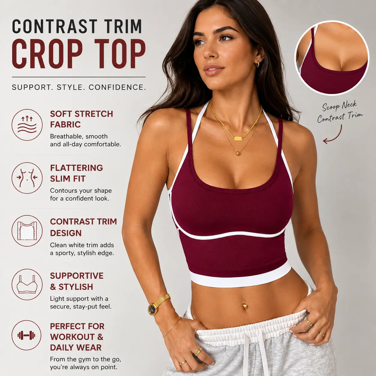 Women's Moderate Support Racerback Sports Bra - Solid High-Stretch All-Seasons Top for Yoga, Gym, Sporty Chic Womens Fitness Workout Outfit Inspo, Female Gym Fashion, Colorblock