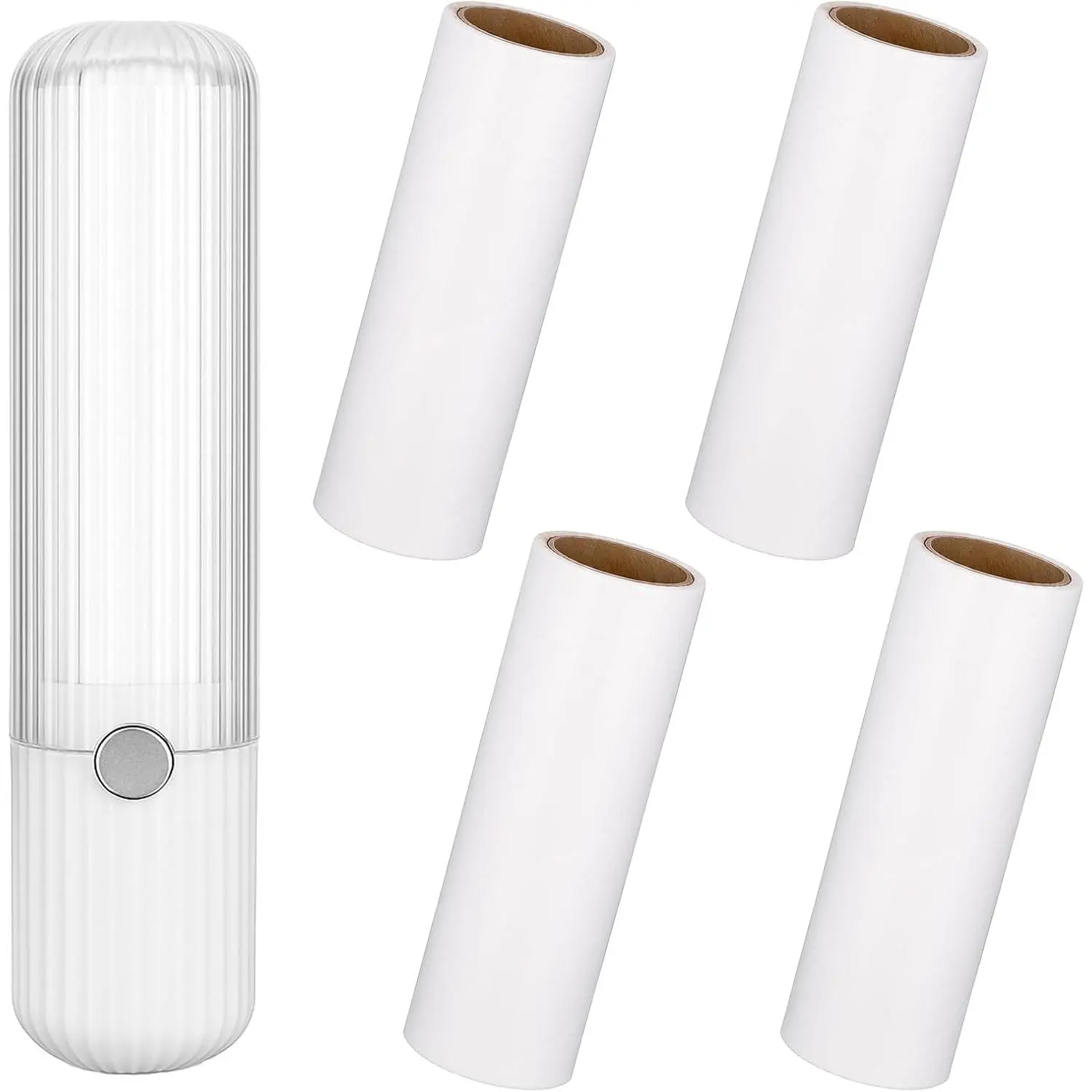 1 Pack Portable  Remover Travel Lint Roller White Pocket Lint Remover for Travel with 150 Sticky Sheets for Clothes Refillable Mini Lint-Roller Hair Pickup Roller(1 Handle+5 Roller Refills)