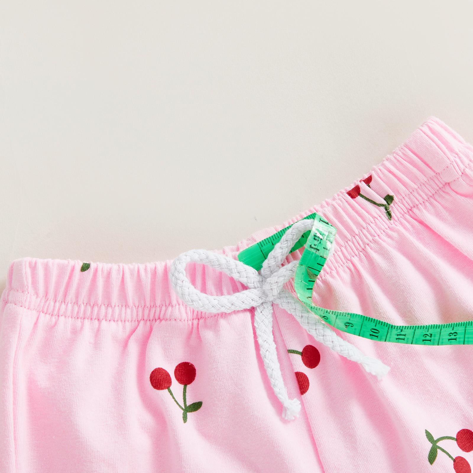 Toddler Baby Girl Summer Outfits Short Sleeve Cherry Print Tops + Shorts 2Pcs Clothes Set Little Girls Summer Clothes