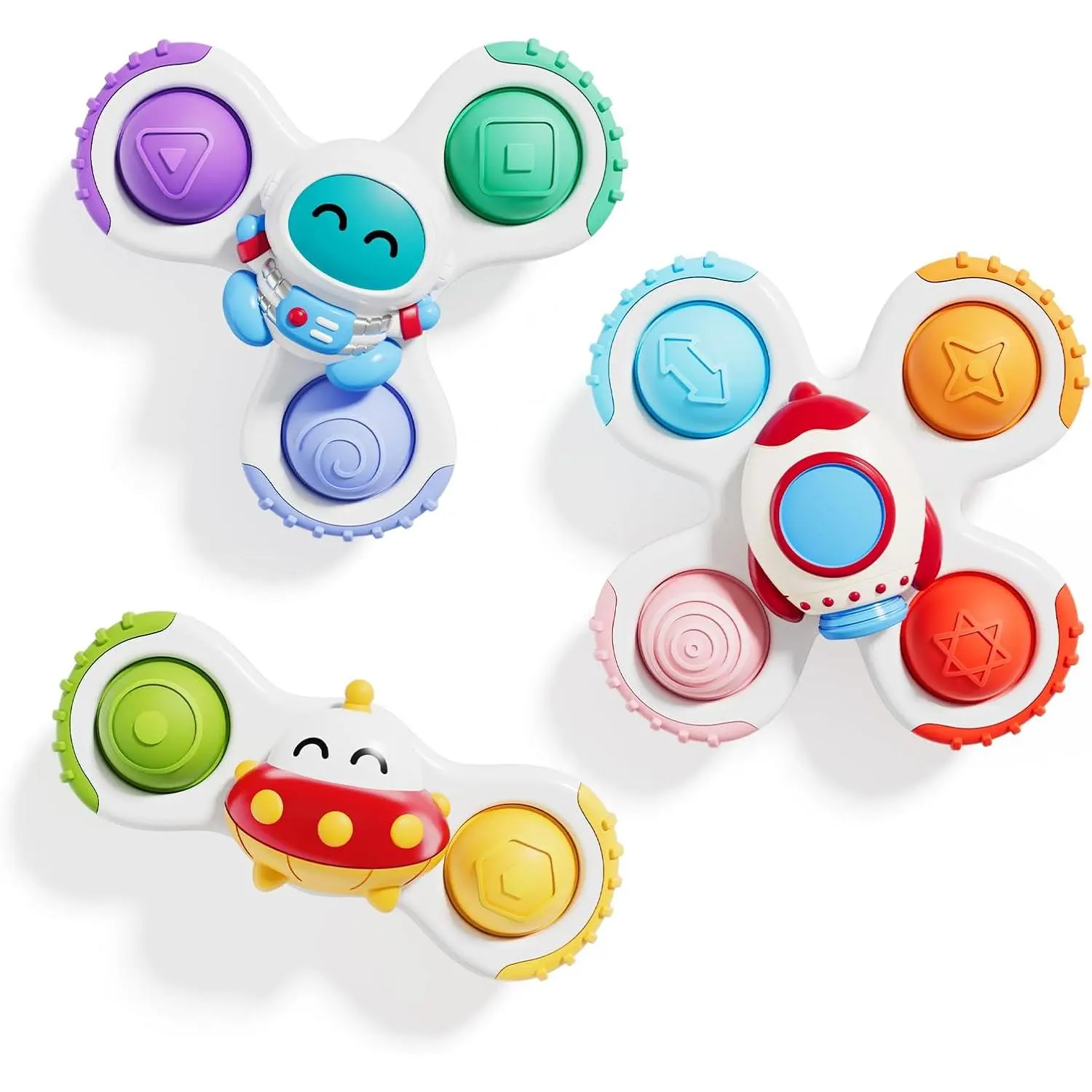 3PCS Pop Suction Cup Spinner Sensory Airplane Travel Toys for 1 Year Old Boy Girl Infant Toddlers|Novelty Spinning Tops 12 18 Months|1 2 Year Old Boy Birthday Gift|Baby Bath Toy Kids Ages 1-3fidget toys