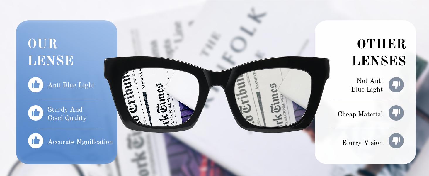 Oprah Reading Glasses for Women-Blue Light Blocking Fashion Readers with Spring Hinge Square Eyeglasses