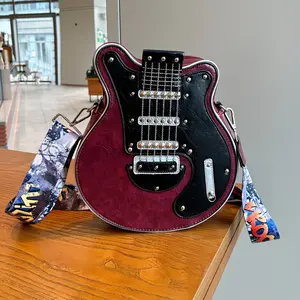 Original Design Guitar Shape Bag, Large Capacity Trendy Fashion Shoulder Crossbody Backpack, Casual All Seasons Plain Pattern