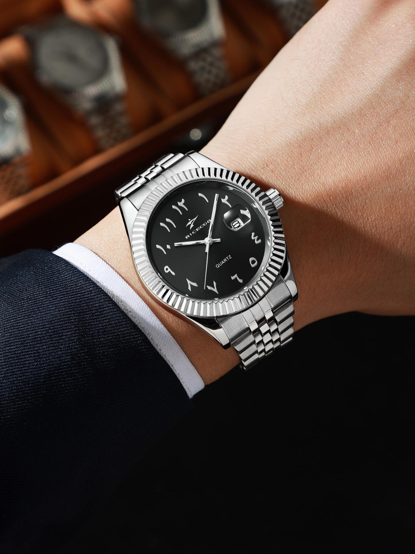 Men's Business Fashion Round Dial Analog Quartz Watch, Fashion Watch for Party, Daily Clothing Decor, Trendy All-match & Exquisite Watch for Birthday Gift with Box, Business Fashion Watches