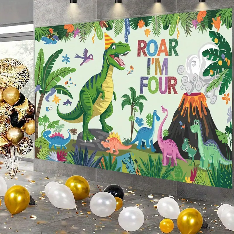 1 dinosaur-themed birthday backdrop, perfect for photography and photo booth decorations