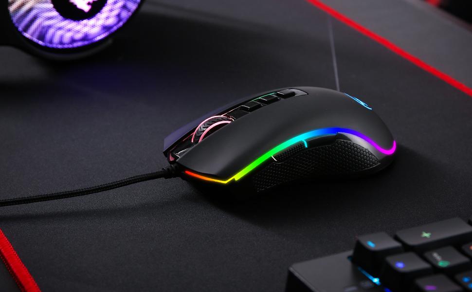 Redragon M711 Cobra Gaming Mouse with 16.8 Million RGB Color Backlit, 10,000 DPI Adjustable, Comfortable Grip, 7 Programmable Buttons