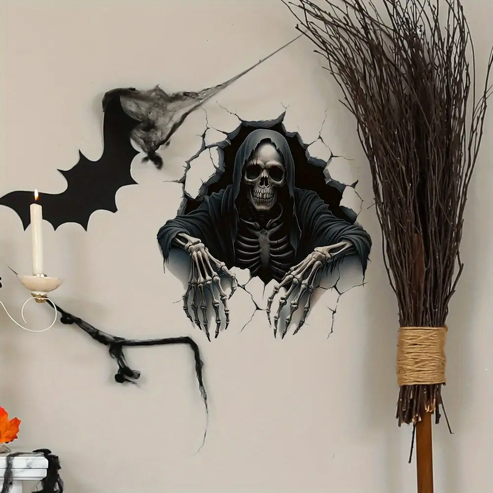 Halloween Realistic Skull Wall Sticker, Perfect for Bedroom Living Room Entryway Home Decor, Halloween Wallpaper, Halloween Decoration Gift