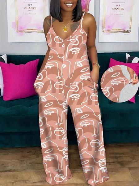 Women's Striped Print Cami Jumpsuit, Casual Sleeveless Overalls Jumpsuit for Summer, Fashion Women's Clothing for Daily Wear