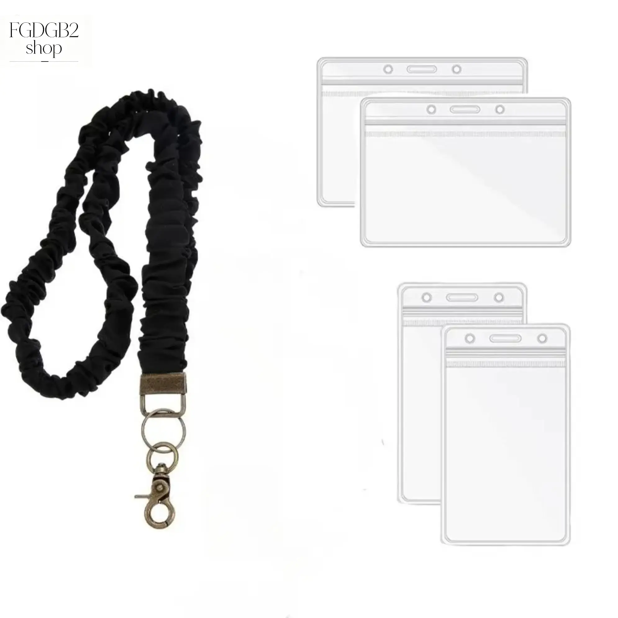 3-Pack Stretchy Scrunchie Lanyard for ID Badges & Keys, Adjustable Crossbody Holder with Charms, Soft Hypoallergenic Fabric, 17.5"-30" Hands-Free Strap for Teachers, Work, Gym & Travel