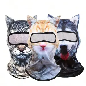 3D Cat Ear Balaclava, Animal Head Outdoor Sports UV Protection Face Mask, Digitally Printed for Skiing, Raves, Outdoor Events