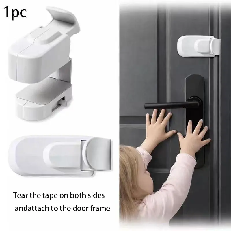 No-Drill Button Lock for Indoor Door Handles, Secure Round Handle Lock for Bedroom Doors, Easy Installation Safety Lock