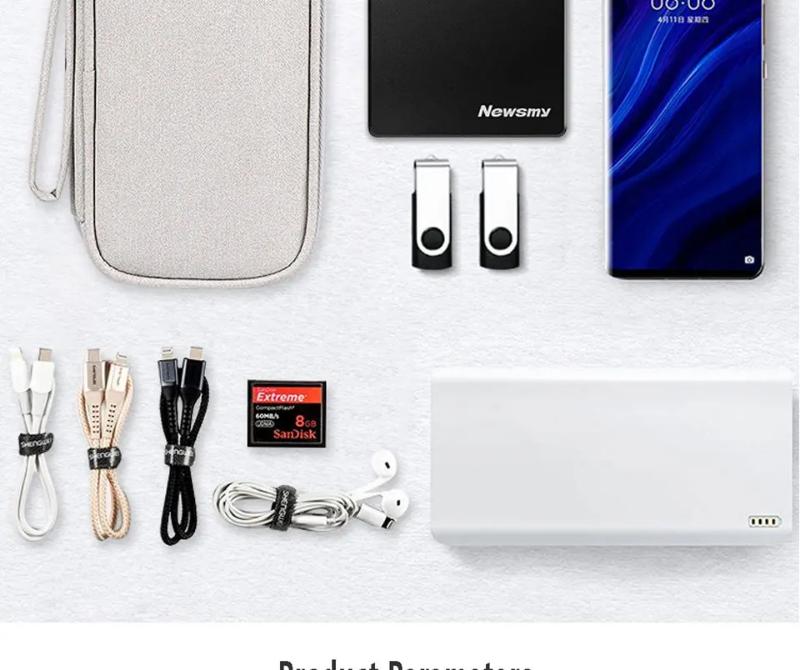 Digital Portable Organizer Case for Headphones Travel Closet Storage Bag Zipper Accessories Charger Data Cable USB Power Bank