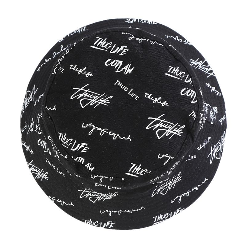 AWAYTR Unisex Double-Sided Fisherman Hat Summer General Sun Hat Trendy Letter Printing Wide Basin Hat Hip Hop Bucket Hat Outdoor