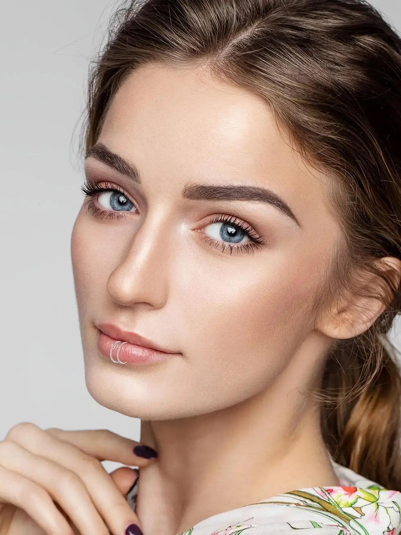 18pcs Stainless Steel Nose Ring, Nose Rings for Women & Men, Nose Cuff Rings, Transparent Nose Rings for Daily Wear, Trendy All-match & Exquisite Jewelry, Nose Piercing Jewelry for Birthday Gift