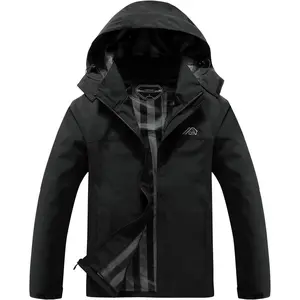 Men's Lightweight Waterproof Hooded Rain Jacket Outdoor Raincoat Shell Jacket for Hiking Travel