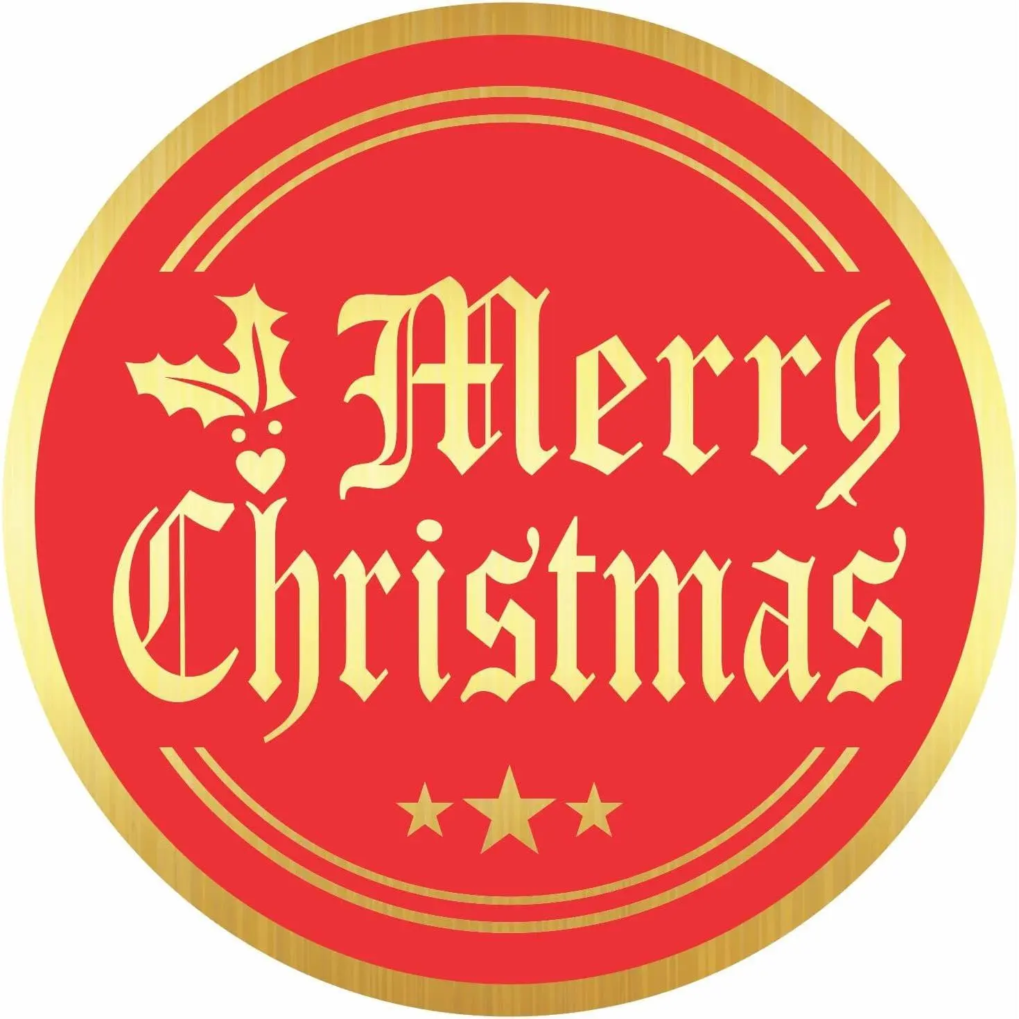 120 Merry Christmas  Foil Stickers, 2 Inch Round | Red decorative seals for Christmas cards,  boxes, envelopes, holiday packaging and  party favors