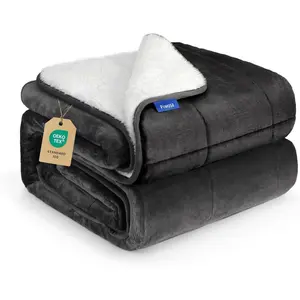 Weighted Blanket for Adults 15 Pounds 60x80 inches, Sherpa Fleece Throw Blanket Queen Size with Soft Plush Flannel Top, Fuzzy Fluffy Cozy Warm Thick Heavy Blanket for Winter
