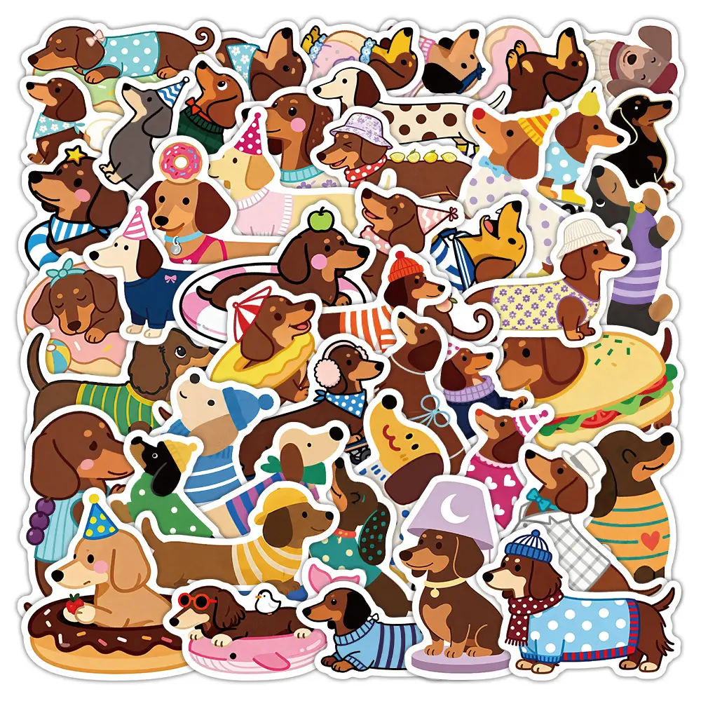 50pcs Dachshund Office Stickers, Decals, Decorative Decal, High-Value, Positive Energy Gifts for Decorating Journals, Scrapbooks, Notebooks, Computers, Water Bottles, Cars, Etc.
