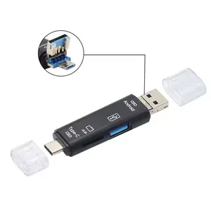 New 5 in 1 Multifunction USB 2.0 Type C USBMemory Card Reader for Computer  C Adapter