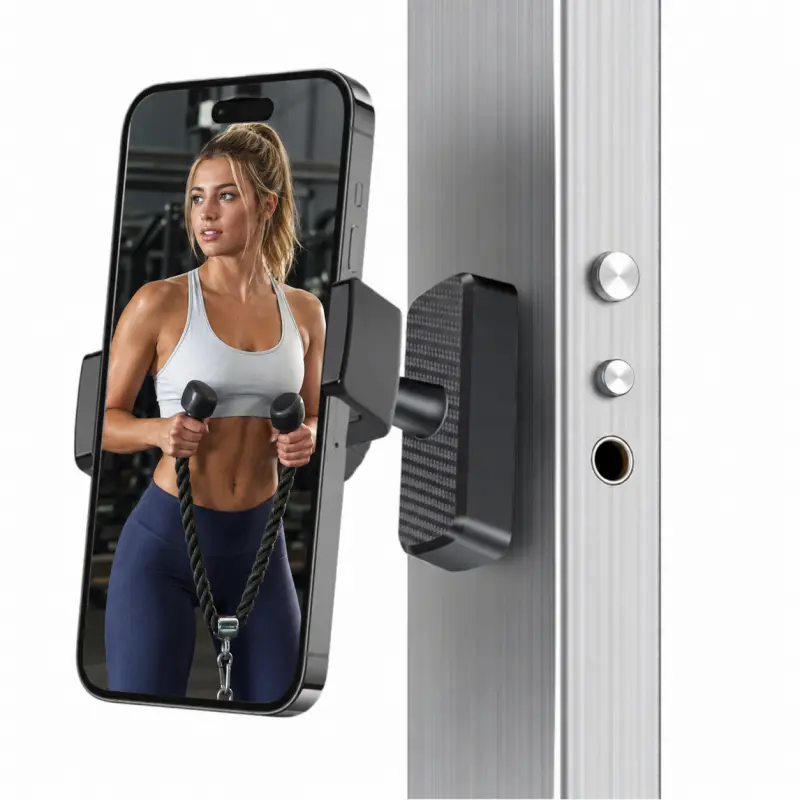 Magnetic Phone Holder for Gym - Strong Portable Magnet Phone Mount for Workout Record, 360° Adjustable, Installable Tripod and Fill Light, Phone Holder Gym Accessories for Men Women Compatible with All Smartphones 4.7-7" fitness essential