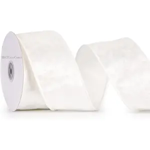 2.5 Inch White Crushed Velvet Ribbon Wired Thick Ribbon for Christmas Decorations Gift Wrapping Wreaths Tree Toppers 10 YardsDD17CoreComet