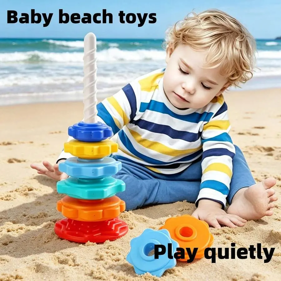 Rainbow Spinning Tower Toy, Montessori Funnel Stacking Blocks, Baby Early Learning Educational Toy, 1 2 3 Years Old Toddler Fine Motor Skills Toy, Christmas Birthday Gift, Baby Stacker Toy, Beach Vacation Essential Toy For Home Travel