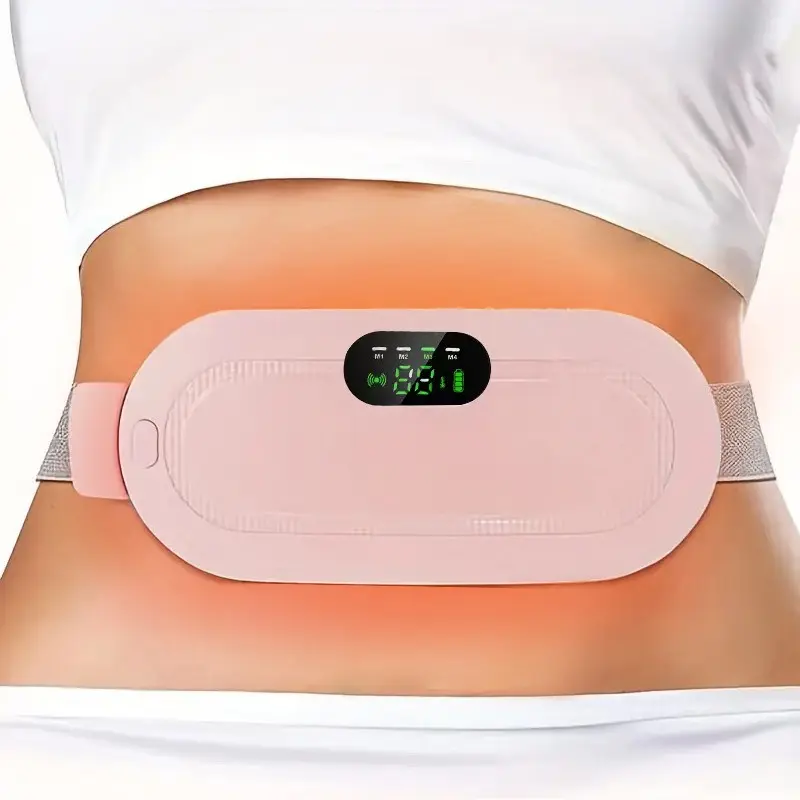 New menstrual heating pad, wireless charging waist and abdomen heating massage belt, belly heat application vibration belt, 3 heat settings, 4 massage settings. The best gift for your wife or female friends.