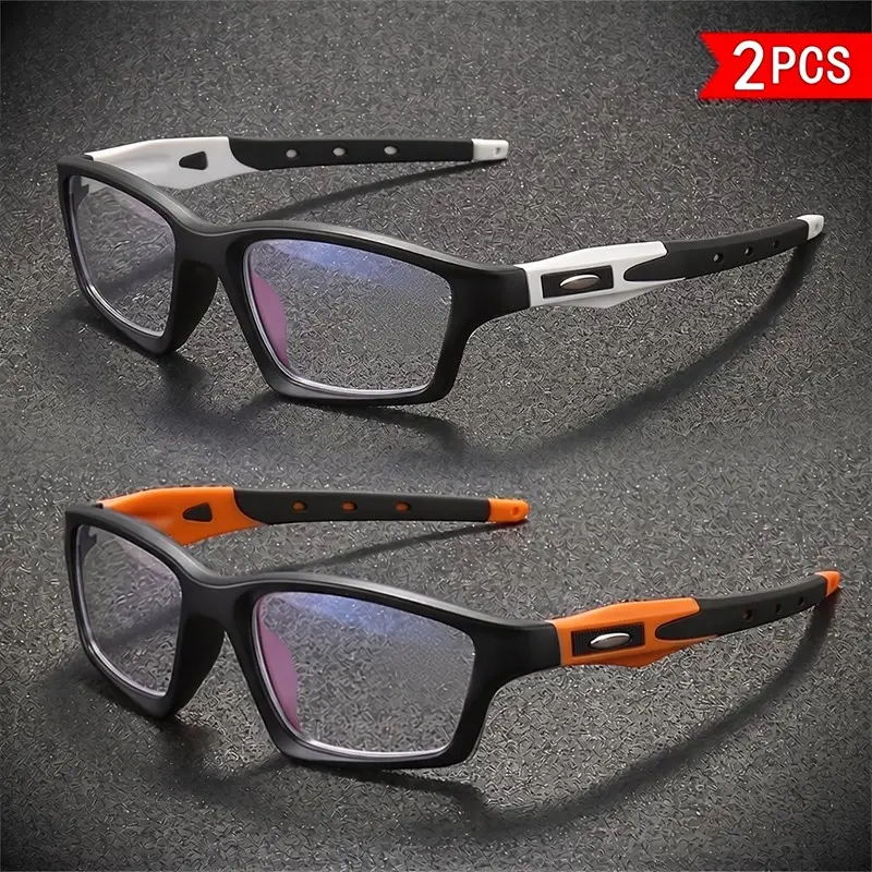 2-Pack Anti-Slip Sports Reading Glasses, Blue Light Blocking Lenses, Multiple Prescriptions, Men's Fishing, Cycling, Daily Use