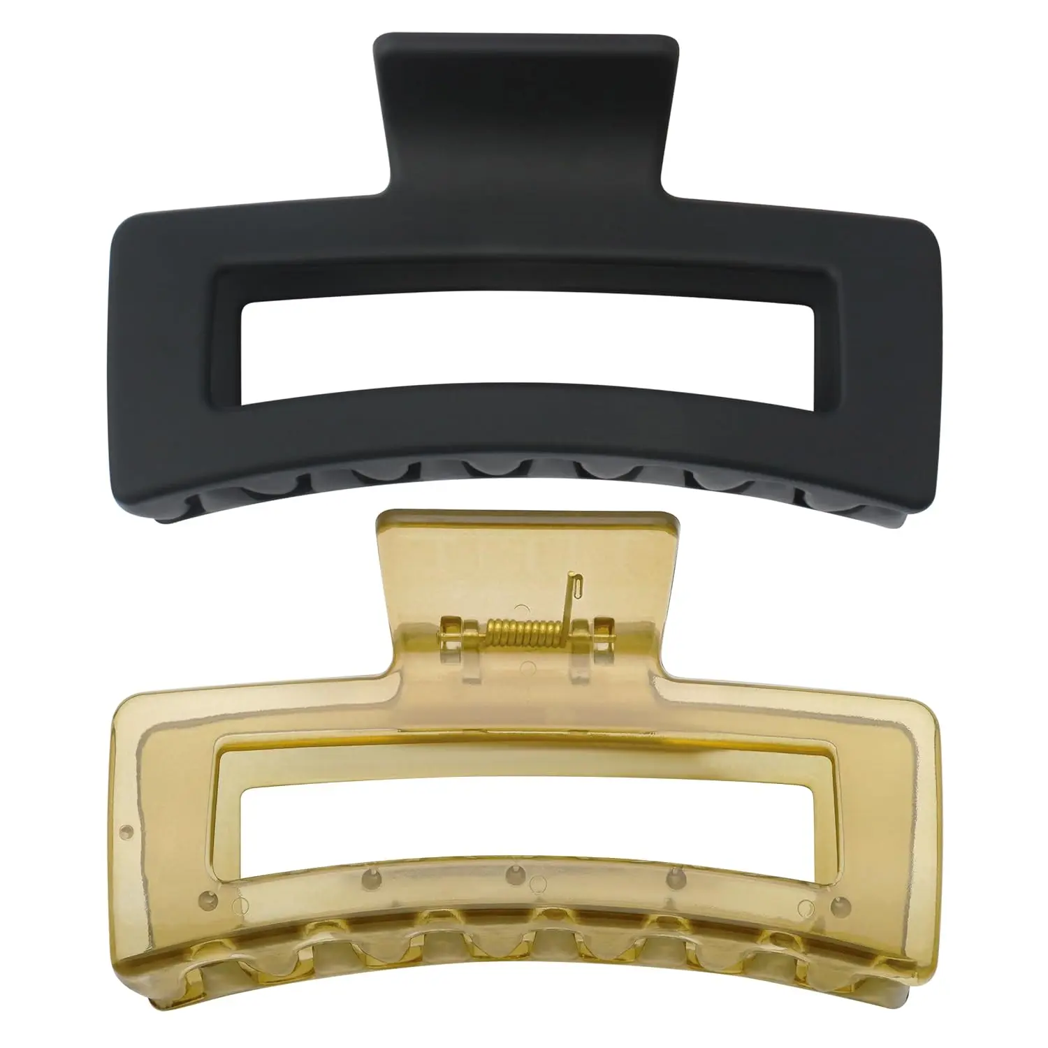 XXL  Rectangle Claw Clips for Thick Hair -  Hold Hair Clips | Rectangle Design | Matte Finish | Non Slip | Wide Opening | 2 Pack (Black & Jelly Green)
