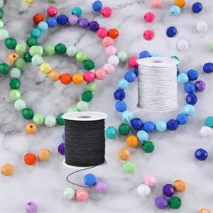 Stretchy String for Bracelets, 4 Rolls 1 mm Sturdy Elastic String Elastic Cord for Jewelry Making, Necklaces, Beading (2 Black+ 2 White)