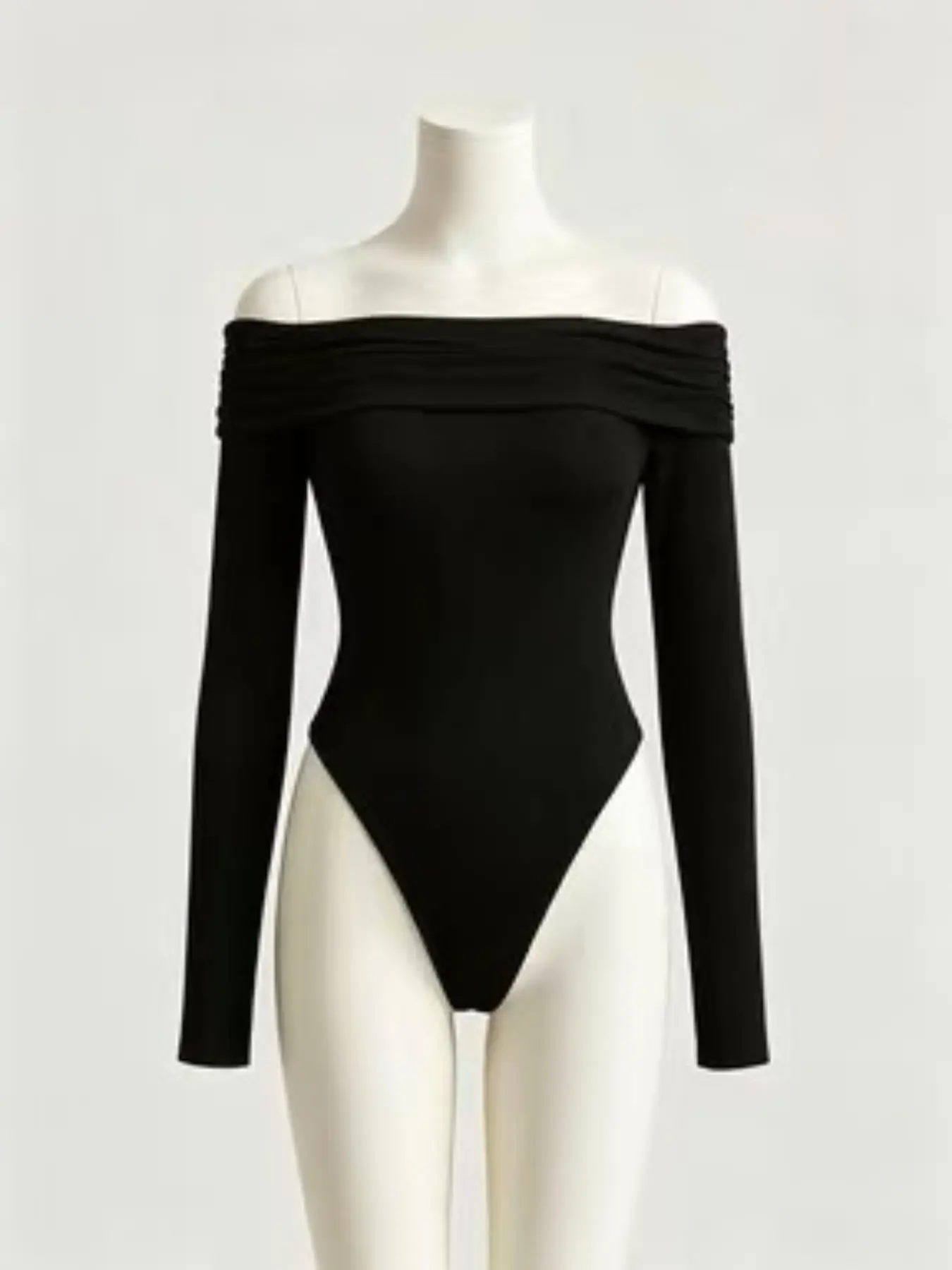 New Fashion Elegant Women's Solid Color Jumpsuit, Shoulderless Long Sleeve Design, Body Shaping Waistline, Stylish One-Piece