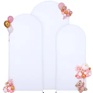 3-Piece White Stretch Arch Cover Set, 6 ft, 6.6 ft, 7.2 ft, Zipper Closure, Polyester-Spandex