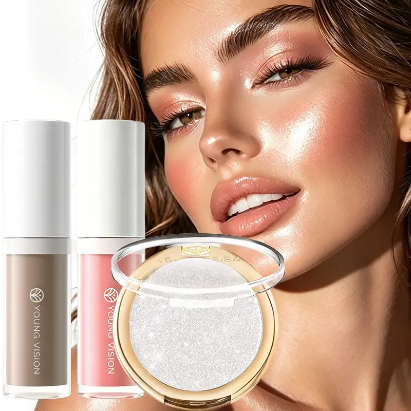 YOUNG VISION Liquid Contour & Blush, Glitter Highlighter Powder, Multi-Use Long-Lasting Facial Sculpting Kit, Beauty Makeup Essentials