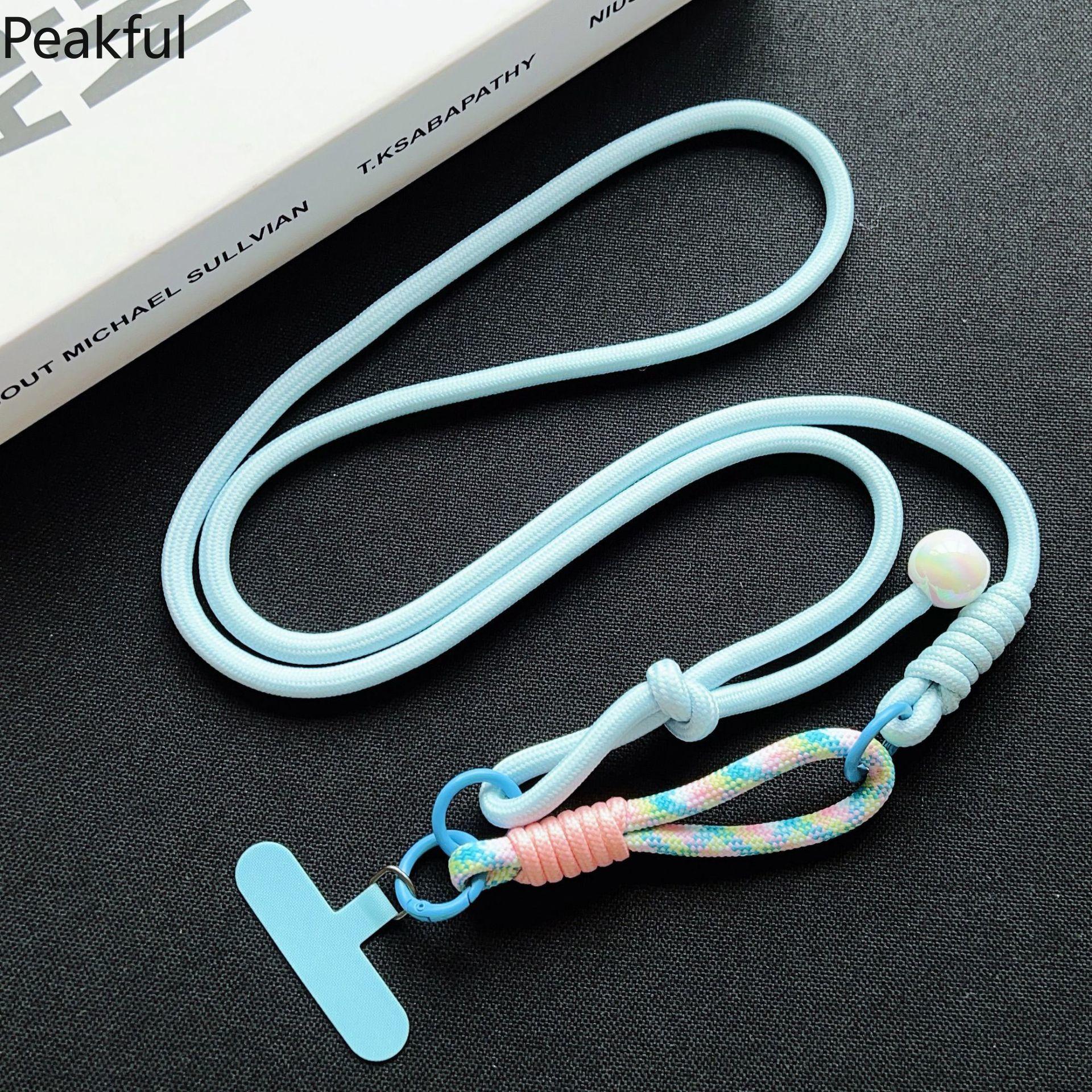 Phone Lanyard | Trending Dopamine Colorful Long Strap | Adjustable Crossbody Pearl Keychain with Card Patch | Sturdy Anti-Lost Wrist & Shoulder Strap for All Phones, Perfect for Daily Outfit, Shopping, Travel & Street Style
