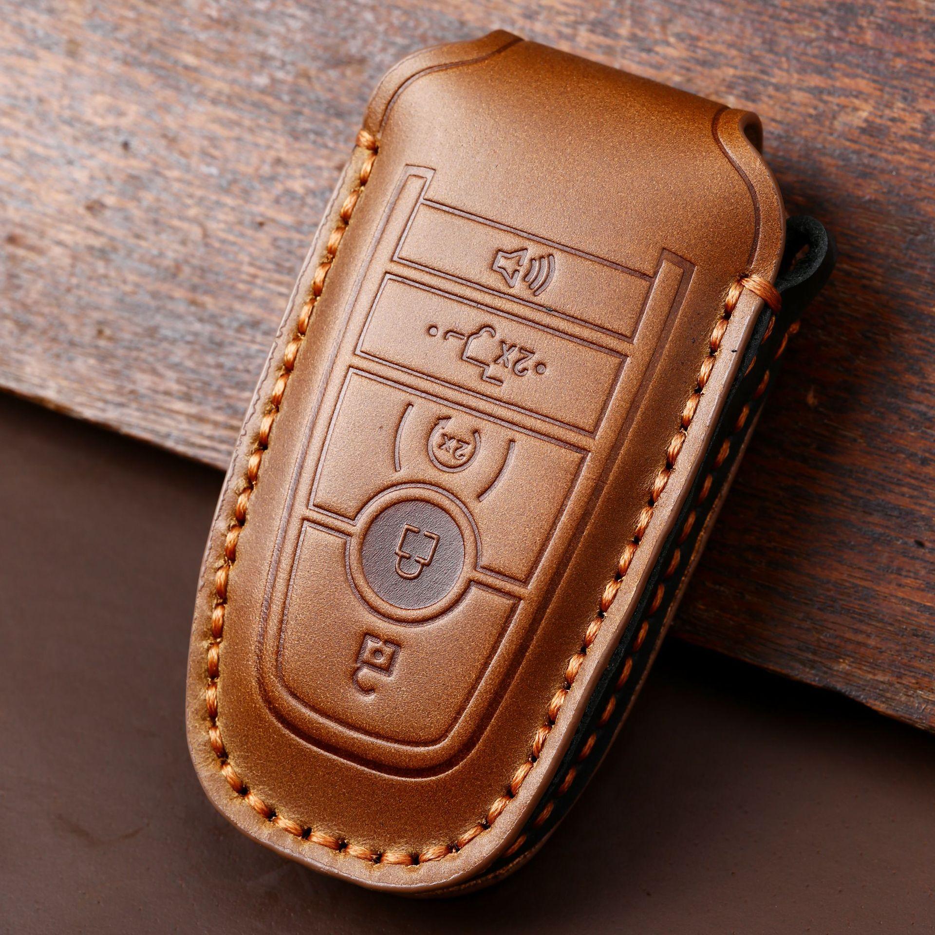 Genuine leather handmade key case suitable for Ford key case Ford F-150 Raptor pickup truck car key case